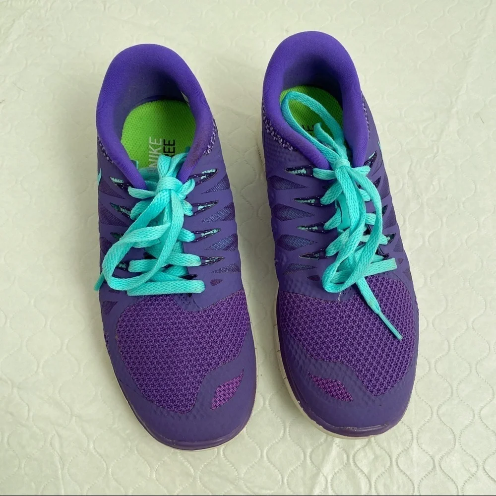 Nike Free Hyper Grape and Aqua running sneakers 7